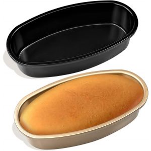 Jexnovashop-Lot De 2 Moule &Agrave; Cake,Moule &Agrave; Pain Four,Moule Ovale &Agrave; Cheesecake,Antiadh&eacute;sif,Aluminium - 23 X 12 X 5 Cm - Neuf
