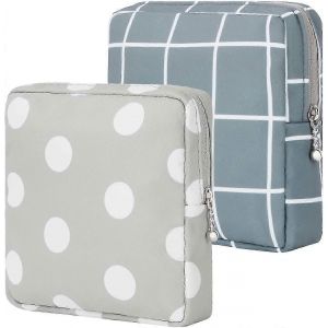Paquet De 2 Serviettes Hygiéniques Sac De Rangement, Tampon Menstruel Tampon Fermeture Éclair Sacs Portable Petits Articles Pochette De Rangement Pour Adolescentes Filles Femmes Dames - Neuf