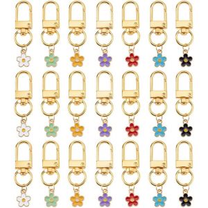 KAL-Lot De 21 Porte-Clés Dorés Avec Pendentifs En Forme De Fleur De Cerisier Émaillé - 7 Couleurs - Breloques Pour Sac À Dos, Portefeuille, Sac À Main, Décoration Florale Mignonne Et Esthétique - Neuf