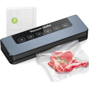 Machine Sous Vide 65Kpa, 5-en-1 Conservation Alimentaire | Modes Sec et Humide | 30 Sacs Sous Vide Inclus | Appareil Professionnel pour Aliments, Noir - Neuf
