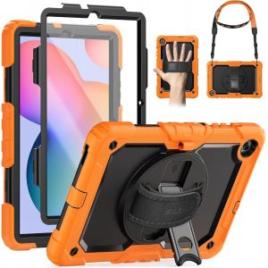 Galaxy Tab S6 Lite 2020 10.4 Hülle, Stoßfeste, Robuste Hülle Mit Tragbarem Schultergurt [360 Drehbare Handschlaufe/Stifthalter] Displayschutzfolie Für Samsung S6 10,4 Zoll Für Kinder, Orange - Neuf