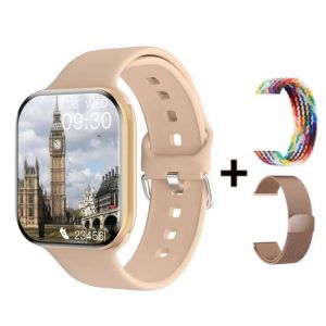 Nouvelle montre 10 montre intelligente hommes temp&eacute;rature corporelle BT appel NFC toujours sur affichage GPS Sport montres femmes Smartwatch pour Apple Android Gold add 2 strap - Neuf