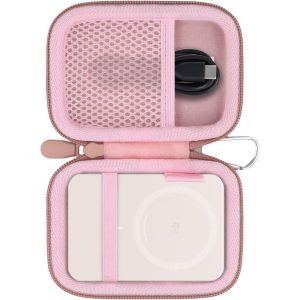 JGD-&Eacute;tui pour Anker Nano/MagGo Power Bank, Batterie Magn&eacute;tique Ultra-Fine 5 000mAh/10 000mAh, Compatible avec Chargeur Ultra-Rapide Anker Qi2 Certifi&eacute; 15W (A1665/A1664), &Eacute;tui Seulement (Rose) - Neuf