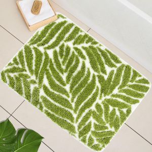 KAL-Tapis De Salle De Bain Motif Feuilles Vertes U2013 Joli Tapis De Bain Pour Évier, Baignoire, Petit Tapis De Bain Pour Salle De Bain, Lavable, Antidérapant Et Amusant Absorbant L'Eau - Neuf