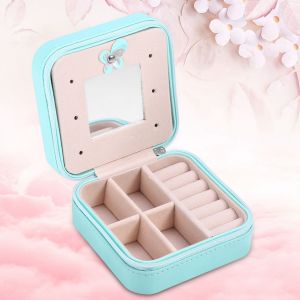 Mini Boite A Bijoux En Pu Avec Fermeture Eclair, Etui De Rangement Pour Boucles D'oreilles, Colliers Et Bagues, Vert - Neuf