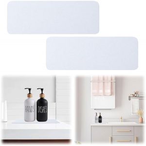 Eryi-2 Pièces Plateau En Pierre Absorbant L'eau Pour Évier, 22 X 8cm Dessous De Verre Diatomite Organisateur D'évier Tapis De Séchage Absorbant, Pour Éponges, Brosses, Savon, Gobelets À Eau (Blanc) - Neuf
