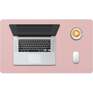 KALANKA-sous-Main Bureau, Tapis de Bureau, Tapis de Clavier et Souris, Tapis de Portable, Pad Écriture, Mouse Pad, pour Bureau/Maison/Gaming, PU Étanche + Suède Antidérapant 60 x 35cm (Rose) - Neuf