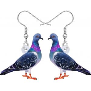 Kal-Boucles D'oreilles Pigeon En Acrylique Colombe Oiseau Animaux Pendentif Bijoux Hypoallergéniques Pour Femmes Printemps Eté Cadeaux De Charme - Neuf