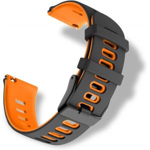 Bracelet Silicone Pour Largeur Pattes De Montre 22mm, Doux Et Confortable, &Eacute;tanche, Bracelet De Remplacement Sport Pour Hommes Femmes - Noir Orange - Neuf