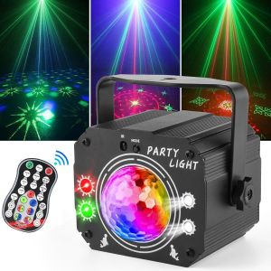 Lampe De Scène 3 En 1 Avec Télécommande,Boule Disco Avec Stroboscope,Lumière De Fête Dj Led À Commande Vocale Divers Effets Rgbw Lumiere Soirée Avec 2M Câble Usb Pour Halloween,Noël,Club,Vacance - Neuf
