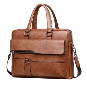 Les hommes de la Serviette en Cuir pour ordinateur Portable Sac de Voyage Imperméable à l'eau Sac à dos Sac de Sac de Messager Pour les Hommes Brun clair - Neuf