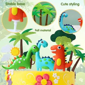 14 Pi&egrave;ces Dinosaure G&acirc;teau Topper 3 Ans,Jungle D&eacute;coration Dinosaur G&acirc;teau D'anniversaire 3 Ans,Dino Cupcake Toppers Pour Enfant Gar&ccedil;on Anniversaire F&ecirc;te Baby Shower 3 Ans - Neuf