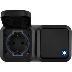 AquaStorm 0004970400 Prise murale avec interrupteur A/W, IP55, montage horizontal, anthracite - Neuf