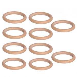 HJLIAN Lot de 10 anneaux en bois bruts, cercles en bois naturel pour la fabrication de bijoux artisanaux, dentition pour bebe, 8 cm - Neuf