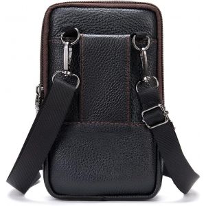 CAUC-Sac &agrave; Bandouli&egrave;re Cuir pour T&eacute;l&eacute;phone Portable Homme, &Eacute;tui de Ceinture pour T&eacute;l&eacute;phone, Vertical Sacoche Telephone Housse de Transport Clip avec Boucle de Ceinture Pochette Sac Bandouli&egrave;re Portef - Neuf