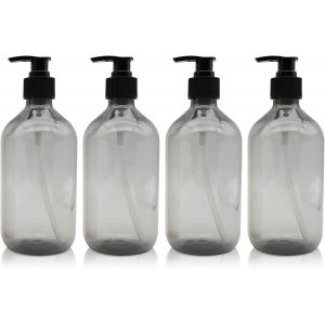 KAL-4 Pièces Distributeur De Savon 300 Ml, Flacons Vides À Pompe À Pression Vide En Plastique, Rechargeable Pour Huiles Essentielles, Lotions, Shampooing, Après-Shampoing (Gris) - Neuf