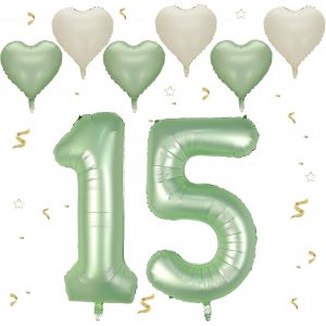 Ballon Anniversaire 15/51 Ans Vert Olive,101 CM Chiffre 15,Happy Birthday Decoration,Décoration Numéro pour 15/51-Vole à l'Hélium - Neuf