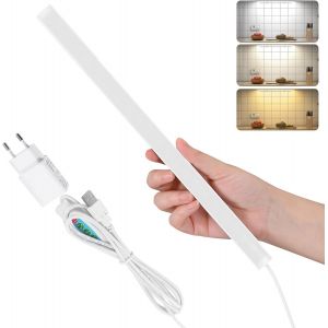 Réglette Led Pour Cuisine Ou Atelier, Lampe De Placard Dimmable À 3 Couleurs Chaude/Froid/Naturelle, Lumière Led Avec Prise, 8 * 308 * 17.5mm - Neuf