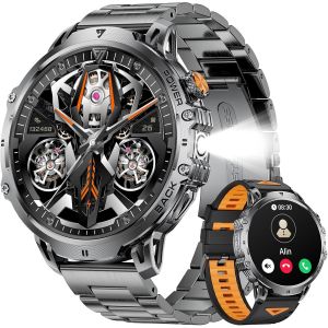 Montre Connectée Homme,1.85"" Hd Grand Écran/1000 Mah Batterie/Led Lampe Pour Android Ios, Smartwatch Homme Avec Appel Bluetooth, 24/7 Fréquence Cardiaque, 100+ Modes Sportifs, Ip68 Étanche - Neuf