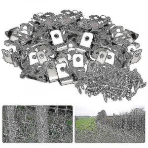 100 Pcs Pinces De Fil De Cl&ocirc;ture Agricole Avec Vis,Clips De Montage De Cl&ocirc;ture Agricole Robustes - Neuf