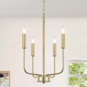 Ulteronixshop-Lustres Dor&eacute;, 4 Lumi&egrave;res Lustre Suspension Luminaire Vintage Lustre Moderne Salon Chambre Cuisine Salle &Agrave; Manger Couloir Entree, R&eacute;glage De La Hauteur, Ampoules E14 (Non Incluses) - Neuf