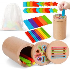 ChenQuanSarl-Montessori Jouet Enfant 1 An, 3-In-1 Jeu De Tri Couleur Montessori Jeux Eeducatifs Bébé, Motricité Fine Montessori Jeux Bois, Noël D'Anniversaire Cadeaux Jouets Pour 1 2 3 Ans Garçons Et - Neuf