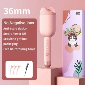 Fer À Friser Électrique Anti-Brûlure,Pince À Sertir Les Cheveux,Bigoudi,Outil De Curling,Ondulation De Style Longue Durée,36Mm.Pink No Anion Box. - Neuf