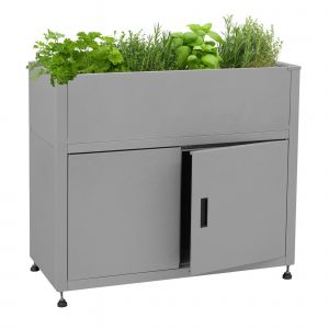 Jardini&egrave;re Sur Pied Hwc-O85, Jardini&egrave;re M&eacute;tallique Sur Pied, Bac &Agrave; Fleurs, Bac &Agrave; Plantes, Espace De Rangement, M&eacute;tal 33 Kg 91 X 101 X 51 CmGris - Neuf