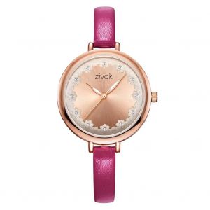 Zivok Femmes À La Mode Strass Quartz Mouvement Montre Montre-Bracelet (Rose + Rouge) - Neuf