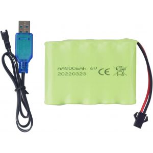 KAL-1Pcs Aa 6.0V 800Mah Rechargeable Rc Jouet Voiture Batterie Sm2P Prise Rc Camion Cascadeur Voiture Pelle Jouet Voiture Batterie Et Accessoires Câble De Charge Usb¿1Pcs¿ - Neuf