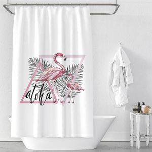 Rideau de douche motif flamant rose, résistant à la moisissure, imperméable, 180 x 180 cm - Neuf