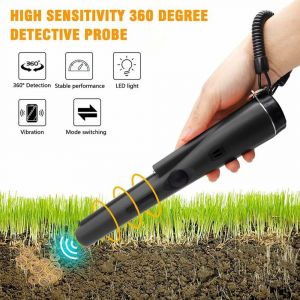 (Noir) Détecteur de métaux, détecteur de métaux étanche avec lampe de poche LED, tige de localisation sous-marine, scanner de sonde souterraine portable - Neuf