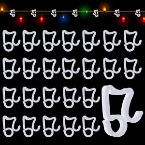 KAL-100 Pcs Crochet De Gouttière, Attache Guirlande Lumineuse Extérieur, Accroche Guirlande Gouttiere, Crochet Pour Gouttière Pour Deco De Noel Pour Noël, Halloween, Fêtes - Neuf