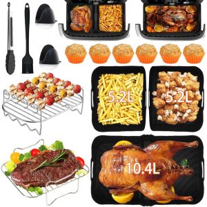 Accessoires pour friteuse &agrave; air chaud Ninja AF500EU Accessoires 18 pi&egrave;ces Airfryer Moule en silicone pour Ninja Flexdrawer Af500DE 10,4 l Moule en silicone pour Friteuse &agrave; air chaud Cosori 10 l, - Neuf