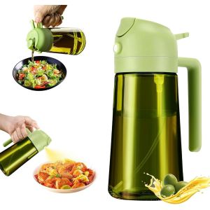 Spray Huile Cuisine 2 En 1,Vaporisateur Huile En Verre,470ml Pulverisateur Huile Cuisine Protection Uv,Spray Huile D'olive Pour Air Fryer,Griller,Salade - Neuf