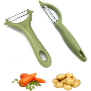 2 Pi&egrave;ces &Eacute;plucheur Universel,Couteau Eplucheur pour Fruits et L&eacute;gumes,&Eacute;plucheur en Acier Inoxydable,&Eacute;plucheur de L&eacute;gumes Multifonctionnel,pour Fruits,L&eacute;gumes,Pommes de Terre,Carottes - Neuf