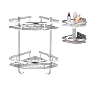 &Eacute;tag&egrave;re de douche triangulaire &agrave; 2 niveaux - Organisateur de salle de bain - Neuf
