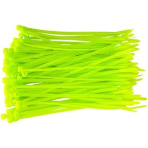MEVRONISSHOP-BeBo Lot de 100 serre-c&acirc;bles vert fluo 2,6 x 100 mm I R&eacute;sistant aux intemp&eacute;ries et stable pour l'int&eacute;rieur et l'ext&eacute;rieur I Organisation des c&acirc;bles visible pour &eacute;v&eacute;nements, clubs et sc&egrave;n - Neuf