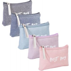Lot de 5 petites trousse de maquillage Multifonctionnel Trousse à Cosmétiques en Toile Pochette Maquillage Petite Pochette de Toile Pour cosmétiques monnaie articles de toilette multicolore (B) - Neuf