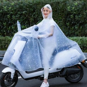 Moto Imperm&eacute;able Cyclisme Pluie Poncho Imperm&eacute;able Scooter Capes De Pluie Pour Les Hommes Femmesflocon De Neige Blanc Avec R&eacute;tror&eacute;flecteur 3xl &Eacute;paissir - Neuf