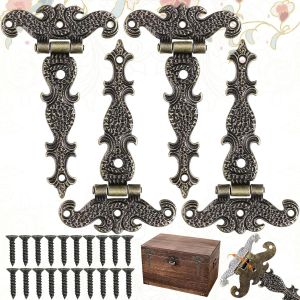4 Pi&egrave;ces Charni&egrave;res D&eacute;coratives En Bronze R&eacute;tro, Charni&egrave;re Laiton Antique, Charni&egrave;res Pliantes En Bronze, Charni&egrave;res En Bronze Vintage, Pour La D&eacute;coration d'Armoires(4,45 * 2,72 Pouces) - Neuf
