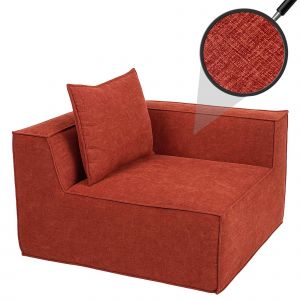 &Eacute;l&eacute;ment d'angle/accessoire pour canap&eacute; HWC-O54, fauteuil lounge Fauteuil rembourr&eacute; Accoudoir, tissu/textile (300 g/m&sup2;) 63 x 97 x 97 cmterre cuite - Neuf