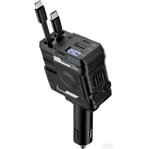 LORANKA-Chargeur Voiture R&eacute;tractable, 4 en 1 Chargeur Allume Cigare, Accessoire Voiture Interieur, Adaptateur Prise Allume Cigare USB C 12v 24v pour iPhone, Android Telephone Tablette - Neuf