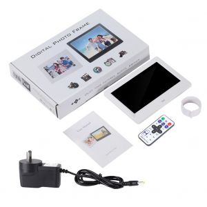Cadre photo numerique HD 7 pouces 1024 x 600, reveil, lecteur de musique et de films (blanc, prise AU) - Neuf