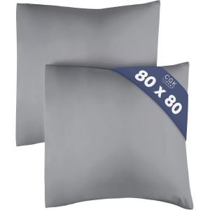 Slep-Taie D'oreiller De 80x80 Cm - Gris Foncé - Lot De 2 - Taies D'oreiller En Microfibre De Haute Qualité - Douce, Confortable, Lavable En Machine - Taie D'oreiller De 80x80 Cm - Lot De 2 - Gris Fon - Neuf