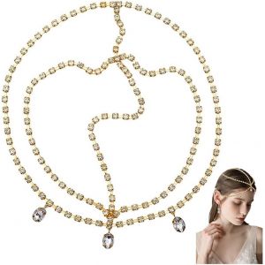 Kal-Bandeau De Tête En Strass Doré Style Bohème Serre Tête Scintillant Avec Pendentifs En Cristal Accessoire Pour Cheveux De Femme Pour Cérémonie De Mariage Bal De Promo Fête - Neuf