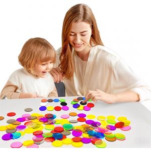 SANSH-100 Pcs Bingo Jetons, Jeton Loto, 25mm Counting Chip en Plastique Colorém, Compter Les jetons de Bingo, pour Jeu de Société Multicolore, avec Sac de Rangement - Neuf