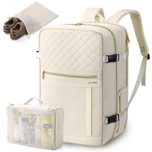 ChenQuanSarl-Sac À Dos Cabine 40L, Sac À Dos De Voyage Avion Pour Ordinateur Portable 17,3 Pouces, Sac A Dos Imperméable Avec Rangements Pour Vêtements/Chaussures, Sac À Dos Bagage À Main (Beige) - Neuf