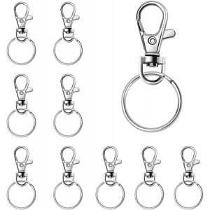 20 Pi&egrave;ces Anneaux Porte Clef Porte-cl&eacute;s Rotatif,Crochet Porte Clef,Porte Clef Mousqueton,Fermoir Mousqueton,Mousqueton Pivotant,M&eacute;tal,DIY D&eacute;coration(Argent) - Neuf