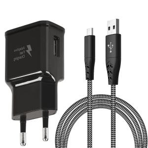 Chargeur Rapide Secteur Usb Type C Avec C&acirc;ble De Charge Rapide En 2M Nylon - Pour Samsung Galaxy S8, S8 Plus, S9, S10, S10 Pl[J107] - Neuf
